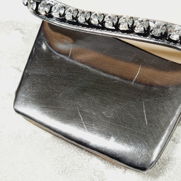 New Marc Fisher Karima Black Metallic Ankle Strap Heels Sandals T644 - Picture 13 of 14